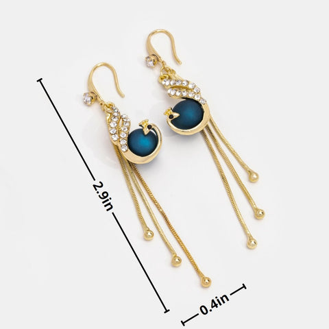 Golden Peacock Drop Earrings