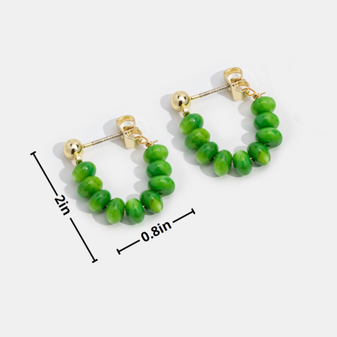 Green Stone Hoop Earrings