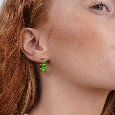 Green Stone Hoop Earrings