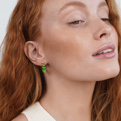 Green Stone Hoop Earrings