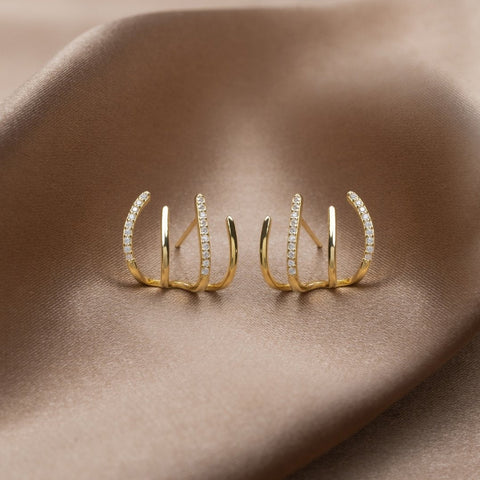 Layla Crystal & Gold Claw Earrings