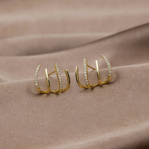 Layla Crystal & Gold Claw Earrings