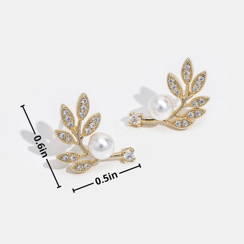 Pearl & Crystal Leaf Vine Earrings